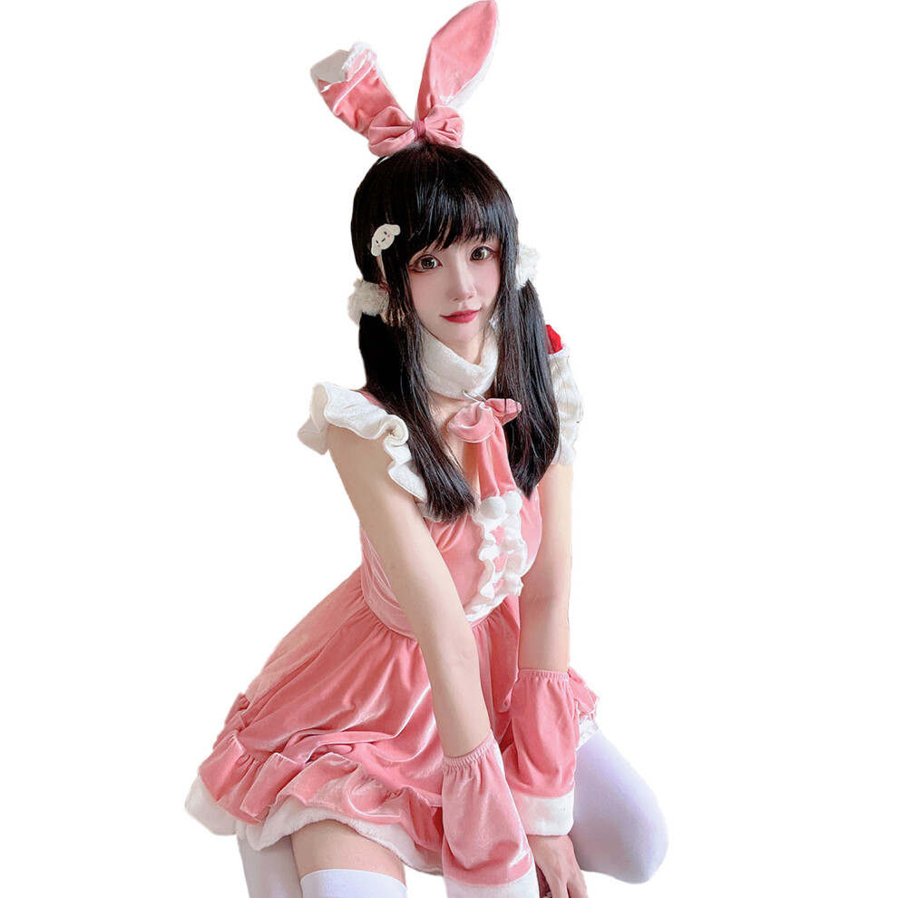 (pink, XXXL) Christmas outfit, sexy pink dress uniform, halloween uniform set cosplay bunny girl, cosplay