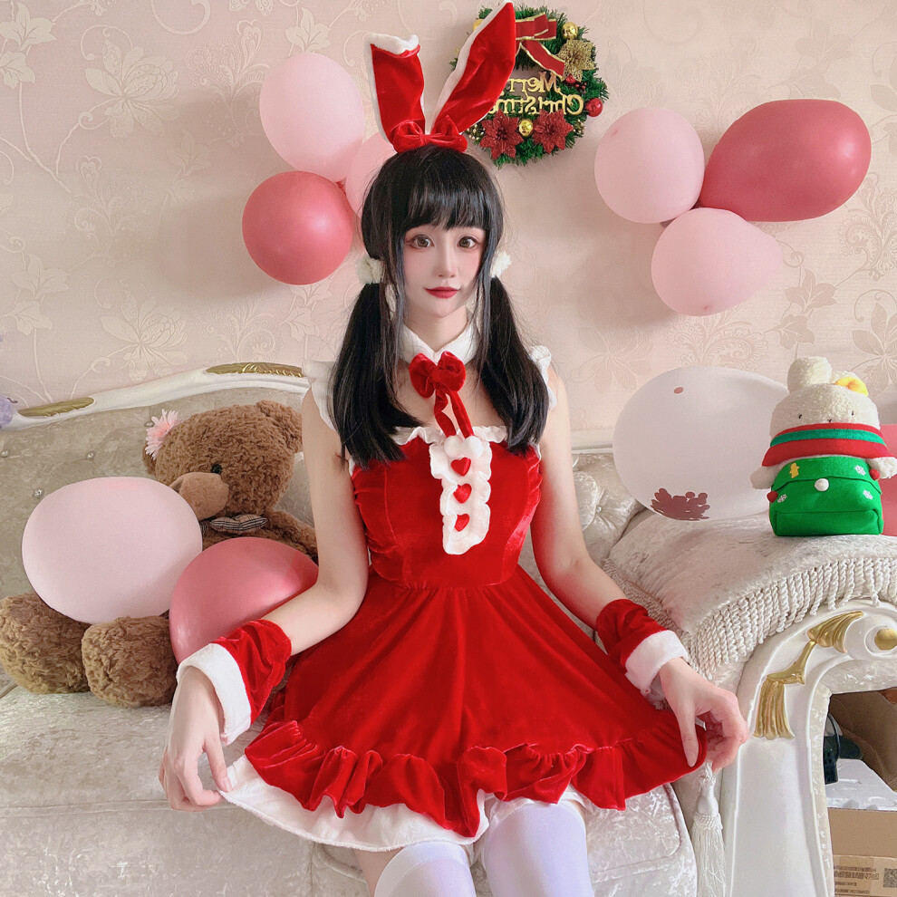 (red, XXXL) Christmas outfit, sexy pink dress uniform, halloween uniform set cosplay bunny girl, cosplay