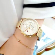 TOMMY HILFIGER 1781905 WOMEN'S WATCH GOLD STRAP BEIGE DIAL GOLD CASE