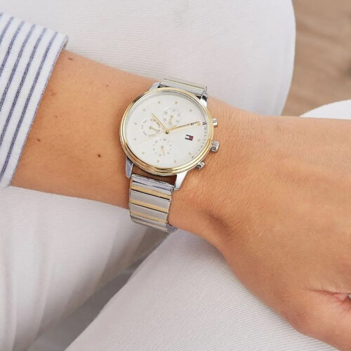 Tommy Hilfiger TOMMY HILFIGER 1781908 WOMEN'S WATCH SILVER GOLD STRAP SILVER DIAL
