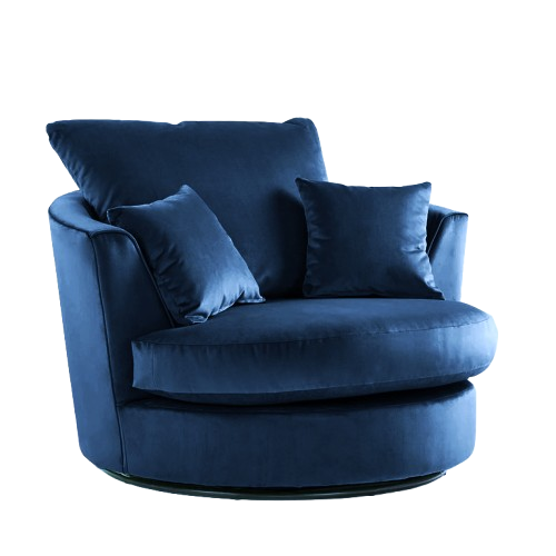 (Blue, Swivel Chair) Ella Plush Velvet Corner Sofa Range