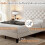 (Beige ) 135cm*190cm, Double Upholstered Velvet Bed Frame 4