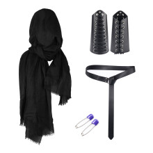 (CT010BK) Halloween Carnival accessory set, Medieval knight belt, bracers, shoulder pads, scabbard, Viking cosplay props