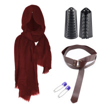(CT010RD) Halloween Carnival accessory set, Medieval knight belt, bracers, shoulder pads, scabbard, Viking cosplay props