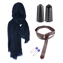 (CT010BU) Halloween Carnival accessory set, Medieval knight belt, bracers, shoulder pads, scabbard, Viking cosplay props
