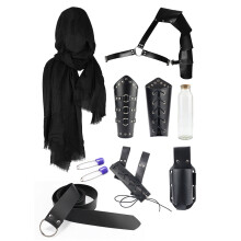 (CT014BK) Halloween Carnival accessory set, Medieval knight belt, bracers, shoulder pads, scabbard, Viking cosplay props