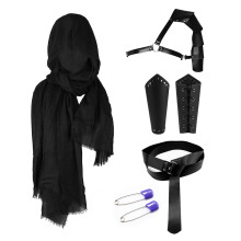 (CT013BK) Halloween Carnival accessory set, Medieval knight belt, bracers, shoulder pads, scabbard, Viking cosplay props