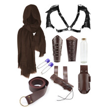 (CT015BR) Halloween Carnival accessory set, Medieval knight belt, bracers, shoulder pads, scabbard, Viking cosplay props