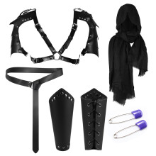 (CT011) Halloween Carnival accessory set, Medieval knight belt, bracers, shoulder pads, scabbard, Viking cosplay props