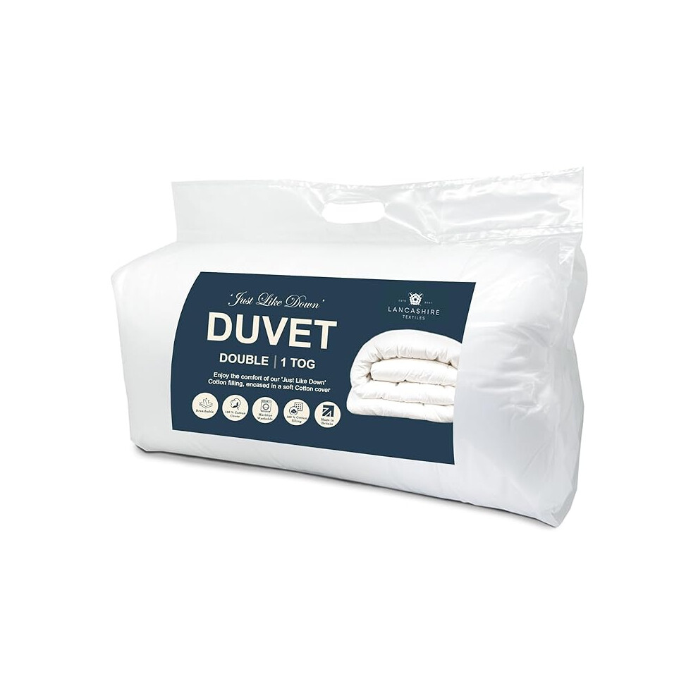 (Lancashire Textiles Single Size Duvet 135 X 200cm Soft Comfort 100% Cotton 1 Tog White Summer Duvet ) 1 Tog Summer Duvet