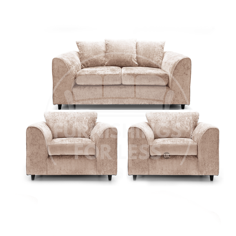 (Beige, 2 Seater + 2 x Armchair) Monaco Chenille Fabric Sofa Set Range-image-OPC-PFD8MQM-NEW