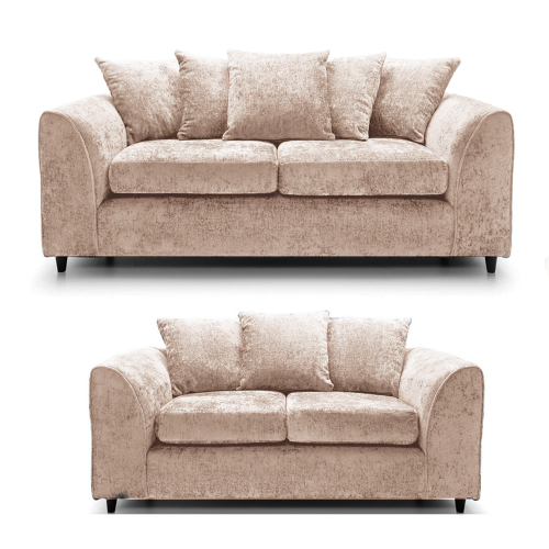 (Beige, 3 & 2 Seater) Monaco Chenille Fabric Sofa Set Range