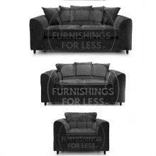 (Black, 3 & 2 Seater + Armchair) Monaco Chenille Fabric Sofa Set Range