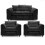 (Black, 2 Seater + 2 x Armchair) Monaco Chenille Fabric Sofa Set Range 1
