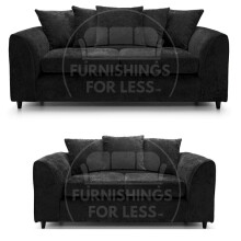 (Black, 3 & 2 Seater) Monaco Chenille Fabric Sofa Set Range