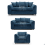 (Blue, 3 & 2 Seater + Armchair) Monaco Chenille Fabric Sofa Set Range 1