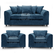 (Blue, 3 Seater + 2 x Armchair) Monaco Chenille Fabric Sofa Set Range