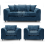 (Blue, 3 Seater + 2 x Armchair) Monaco Chenille Fabric Sofa Set Range 1
