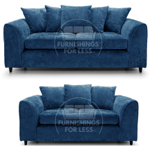 (Blue, 3 & 2 Seater) Monaco Chenille Fabric Sofa Set Range