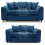 (Blue, 3 & 2 Seater) Monaco Chenille Fabric Sofa Set Range 1