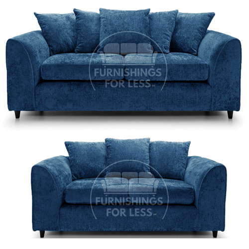(Blue, 3 & 2 Seater) Monaco Chenille Fabric Sofa Set Range