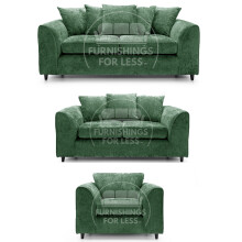 (Green, 3 & 2 Seater + Armchair) Monaco Chenille Fabric Sofa Set Range