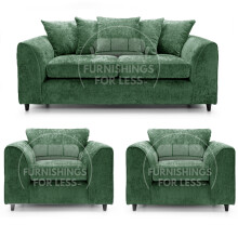 (Green, 3 Seater + 2 x Armchair) Monaco Chenille Fabric Sofa Set Range