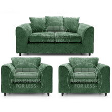 (Green, 2 Seater + 2 x Armchair) Monaco Chenille Fabric Sofa Set Range