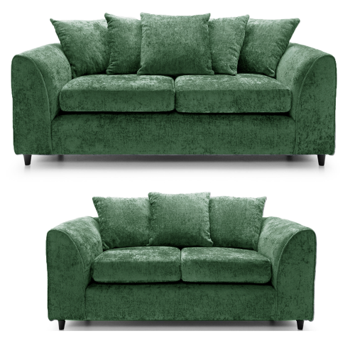 (Green, 3 & 2 Seater) Monaco Chenille Fabric Sofa Set Range