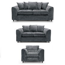 (Grey, 3 & 2 Seater + Armchair) Monaco Chenille Fabric Sofa Set Range