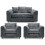 (Grey, 2 Seater + 2 x Armchair) Monaco Chenille Fabric Sofa Set Range 1