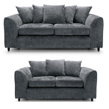 (Grey, 3 & 2 Seater) Monaco Chenille Fabric Sofa Set Range