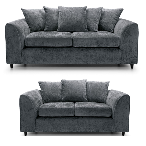 (Grey, 3 & 2 Seater) Monaco Chenille Fabric Sofa Set Range
