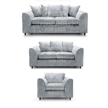 (Light Grey, 3 & 2 Seater + Armchair) Monaco Chenille Fabric Sofa Set Range