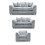 (Light Grey, 3 & 2 Seater + Armchair) Monaco Chenille Fabric Sofa Set Range 1