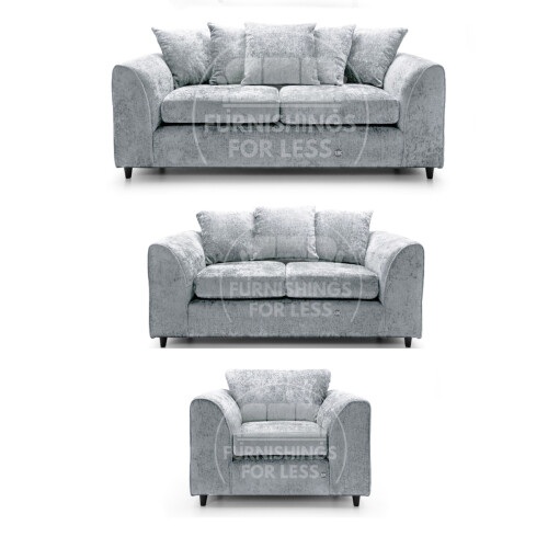 (Light Grey, 3 & 2 Seater + Armchair) Monaco Chenille Fabric Sofa Set Range