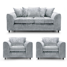 (Light Grey, 3 Seater + 2 x Armchair) Monaco Chenille Fabric Sofa Set Range