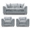 (Light Grey, 3 Seater + 2 x Armchair) Monaco Chenille Fabric Sofa Set Range 1