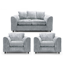 (Light Grey, 2 Seater + 2 x Armchair) Monaco Chenille Fabric Sofa Set Range