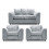 (Light Grey, 2 Seater + 2 x Armchair) Monaco Chenille Fabric Sofa Set Range 1