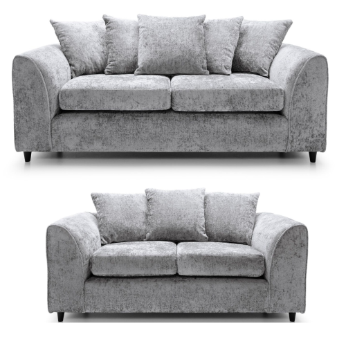 (Light Grey, 3 & 2 Seater) Monaco Chenille Fabric Sofa Set Range