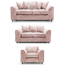 (Pink, 3 & 2 Seater + Armchair) Monaco Chenille Fabric Sofa Set Range