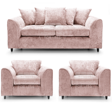 (Pink, 3 Seater + 2 x Armchair) Monaco Chenille Fabric Sofa Set Range