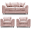 (Pink, 3 Seater + 2 x Armchair) Monaco Chenille Fabric Sofa Set Range 1