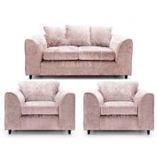 (Pink, 2 Seater + 2 x Armchair) Monaco Chenille Fabric Sofa Set Range