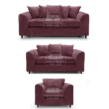 (Purple, 3 & 2 Seater + Armchair) Monaco Chenille Fabric Sofa Set Range