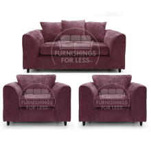 (Purple, 2 Seater + 2 x Armchair) Monaco Chenille Fabric Sofa Set Range