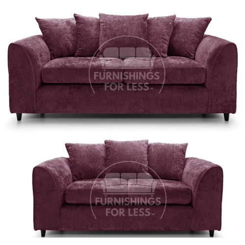 (Purple, 3 & 2 Seater) Monaco Chenille Fabric Sofa Set Range