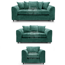 (Teal, 3 & 2 Seater + Armchair) Monaco Chenille Fabric Sofa Set Range