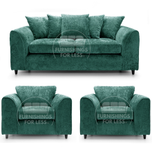 (Teal, 3 Seater + 2 x Armchair) Monaco Chenille Fabric Sofa Set Range